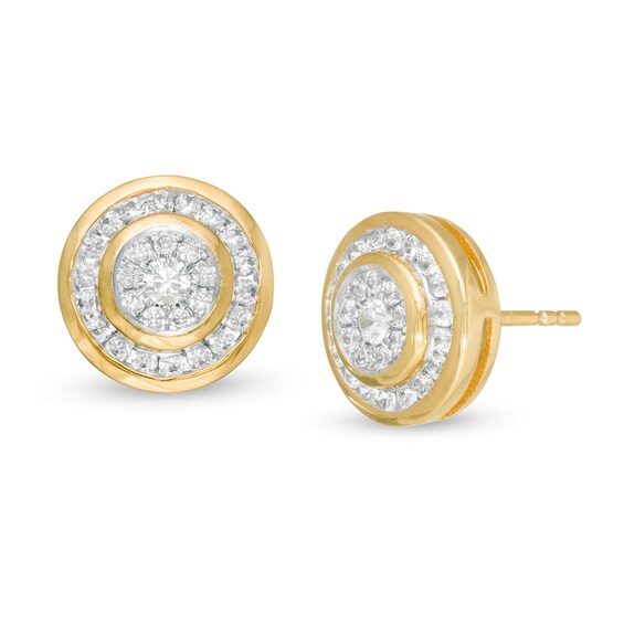 1/2 CT. T.w. Diamond Double Frame Stud Earrings in 10K Gold