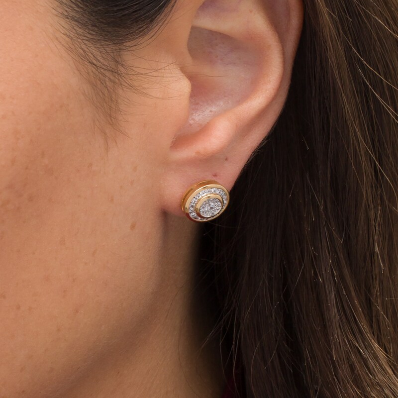 Main Image 2 of 1/2 CT. T.W. Diamond Double Frame Stud Earrings in 10K Gold