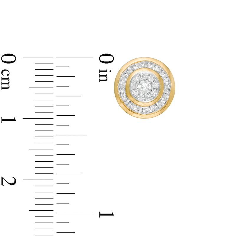 Main Image 3 of 1/2 CT. T.W. Diamond Double Frame Stud Earrings in 10K Gold
