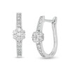 Thumbnail Image 1 of 1 CT. T.W. Composite Diamond Flower Hoop Earrings in 10K White Gold