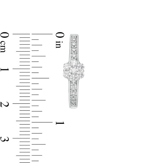 1 CT. T.W. Composite Diamond Flower Hoop Earrings in 10K White Gold 1 CT. T.W. Composite Diamond Flower Hoop Earrings in 10K White Gold