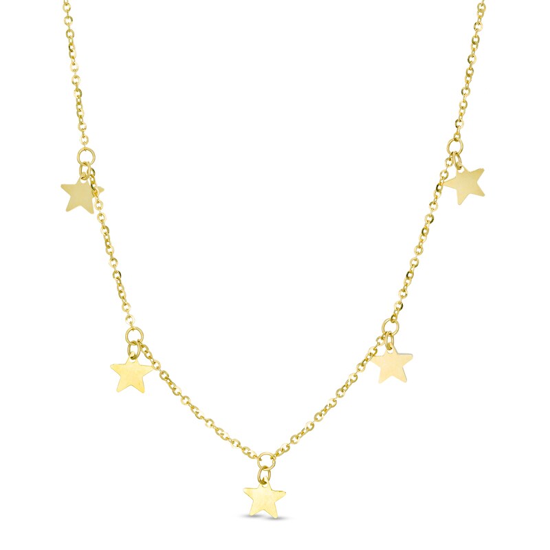 Main Image 1 of Made in Italy Star Dangle Station Necklace in 10K Gold