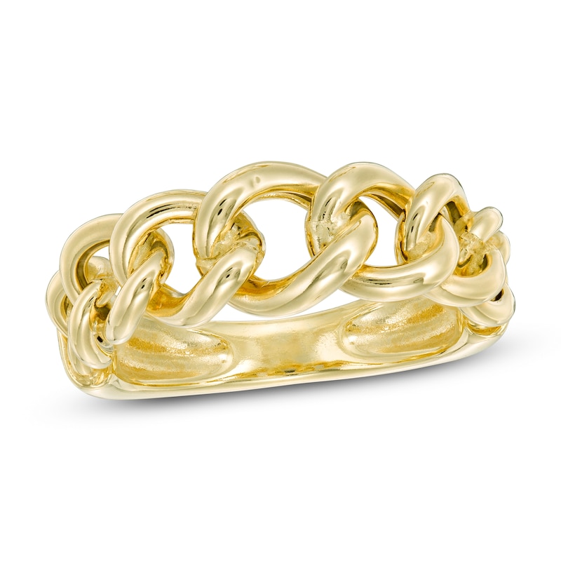 Main Image 1 of Made in Italy Curb Chain Link Ring in 14K Gold - Size 7
