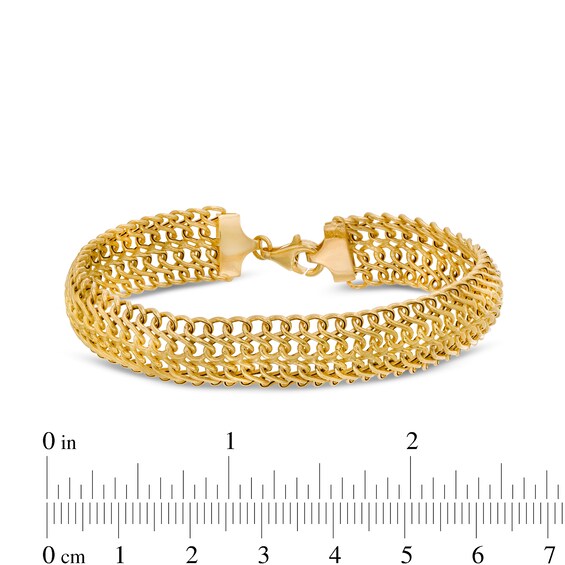 Made in Italy 12.0mm Double Row S-Link Chain Bracelet in Hollow 14K Gold - 7.5"