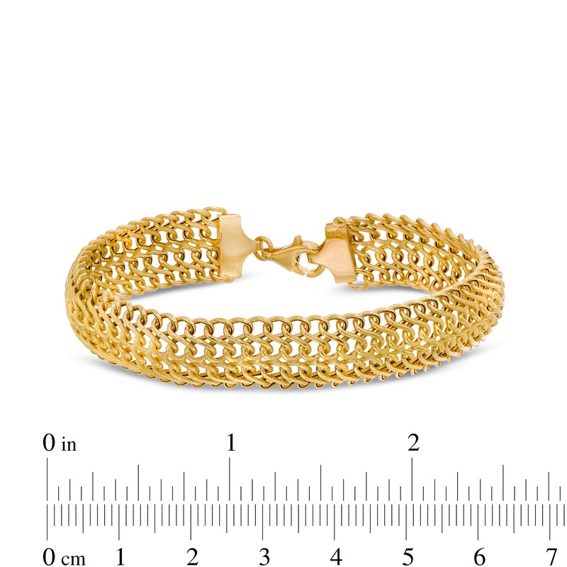 Main Image 3 of Made in Italy 12.0mm Double Row S-Link Chain Bracelet in Hollow 14K Gold - 7.5"