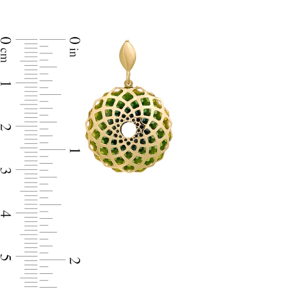 Made in Italy Green Enamel Lattice Hoop Earrings in 14K Gold
