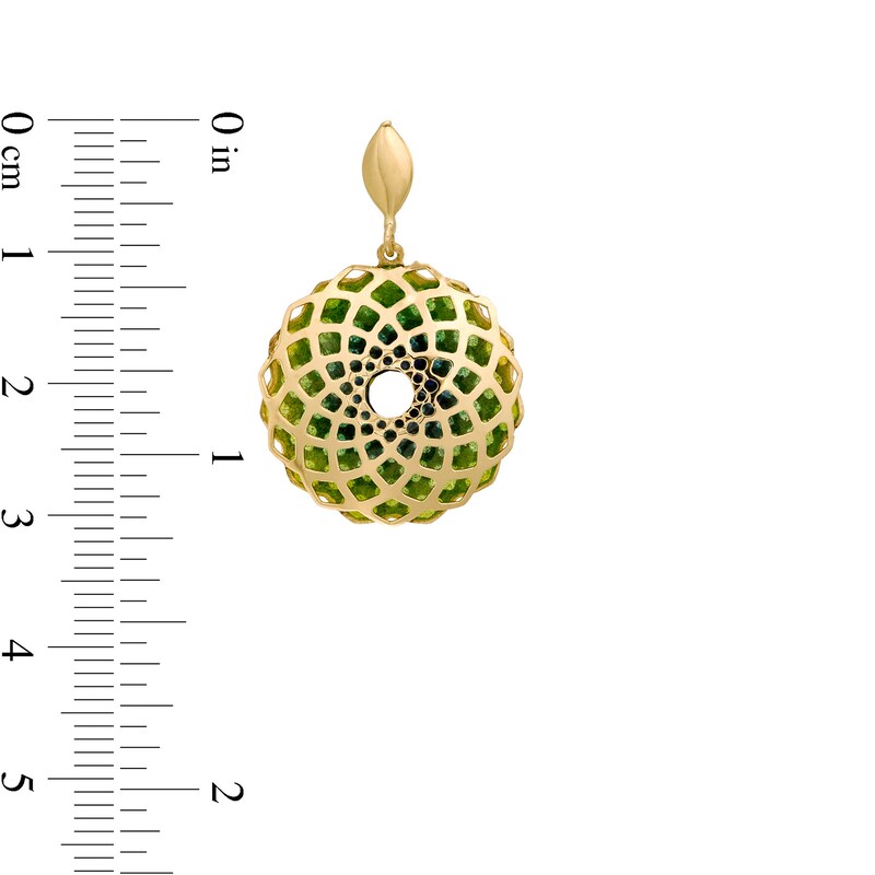 Main Image 3 of Made in Italy Green Enamel Lattice Hoop Earrings in 14K Gold