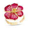 Made in Italy Pink Enamel Flower Ring in 14K Gold - Size 7