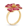 Thumbnail Image 2 of Made in Italy Pink Enamel Flower Ring in 14K Gold - Size 7