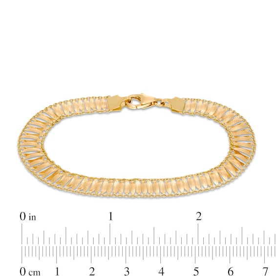 Made in Italy Feather Row Chain Border Bracelet in 14K Gold - 7.5"