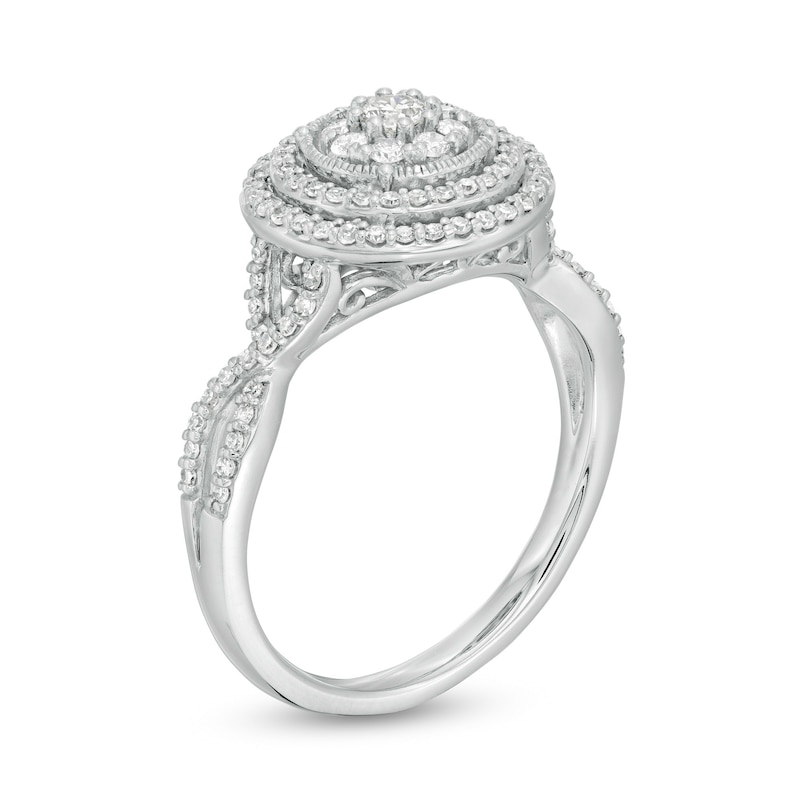 Main Image 3 of 1/2 CT. T.W. Diamond Double Frame Twist Engagement Ring in 10K White Gold