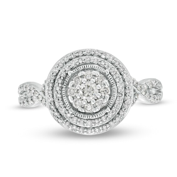 1/2 CT. T.w. Diamond Double Frame Twist Engagement Ring in 10K White Gold