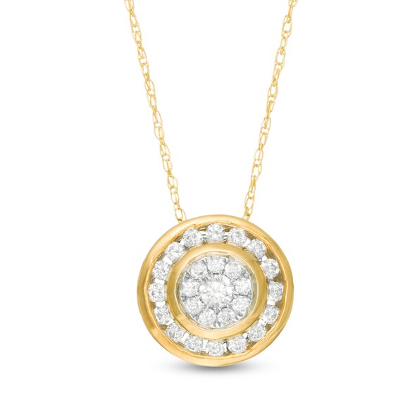 1/4 CT. T.w. Diamond Double Frame Pendant in 10K Gold
