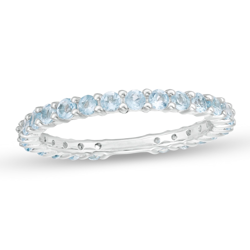 Main Image 1 of Swiss Blue Topaz Eternity Band in Sterling Silver