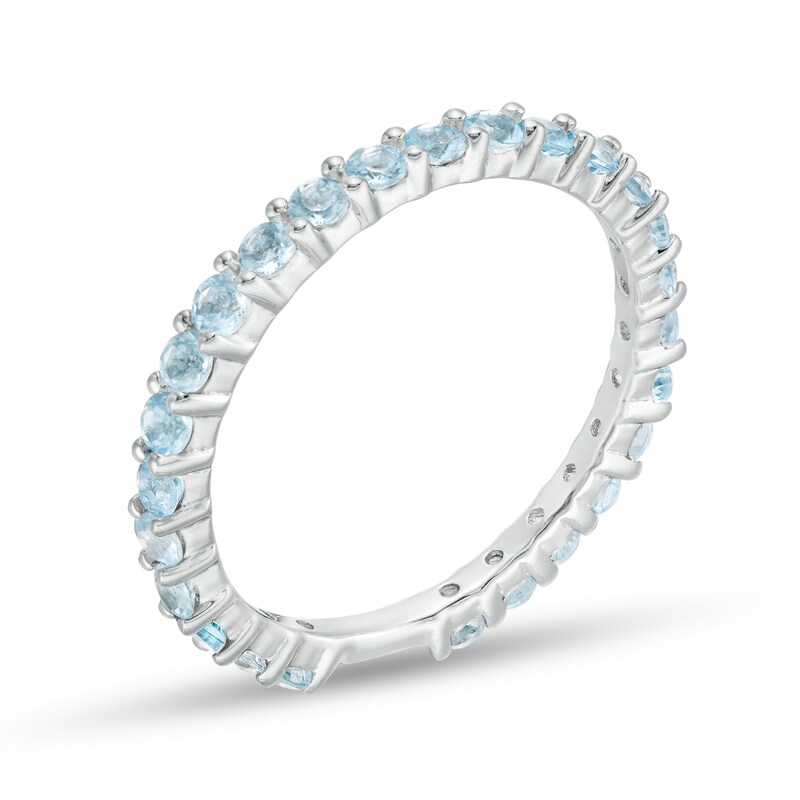 Swiss Blue Topaz Eternity Band in Sterling Silver