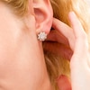 Thumbnail Image 2 of 3/4 CT. T.W. Certified Diamond Flower Frame Stud Earrings in 14K Gold (I/I2)