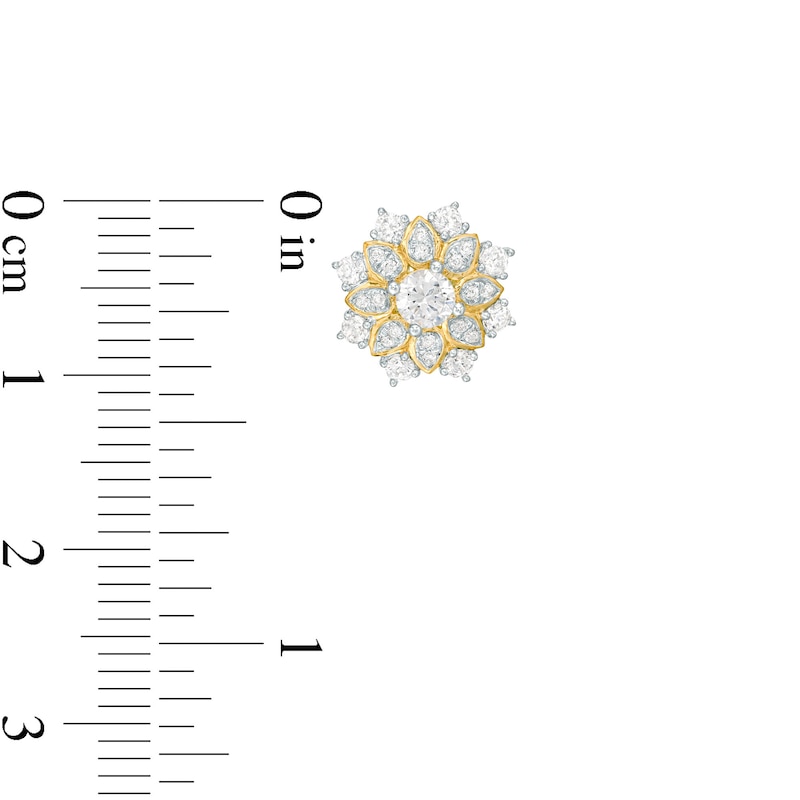Main Image 3 of 3/4 CT. T.W. Certified Diamond Flower Frame Stud Earrings in 14K Gold (I/I2)