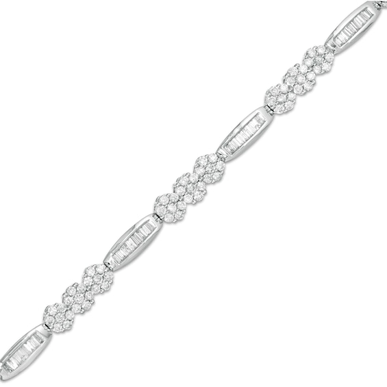 2-1/2 CT. T.w. Composite Diamond Alternating Bar Bracelet in 10K White Gold