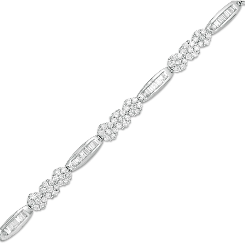 2-1/2 CT. T.W. Composite Diamond Alternating Bar Bracelet in 10K White Gold