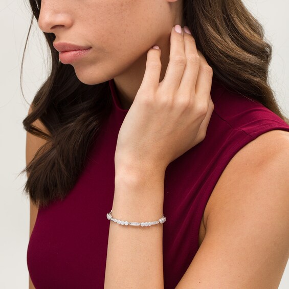 2-1/2 CT. T.w. Composite Diamond Alternating Bar Bracelet in 10K White Gold