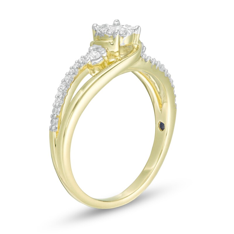 Main Image 3 of Cherished Promise Collection™ 1/5 CT. T.W. Diamond Frame Split Shank Promise Ring in 10K Gold