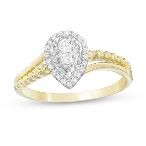 Cherished Promise Collection⢠1/6 CT. T.w. Composite Diamond Pear-Shaped Frame Promise Ring in 10K Gold