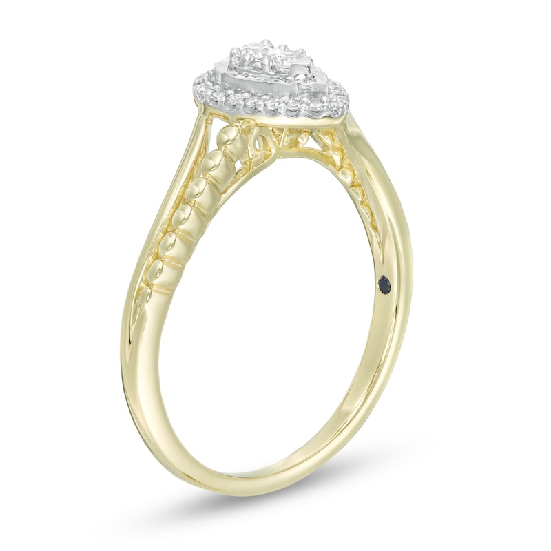 Cherished Promise Collection™ 1/6 CT. T.W. Composite Diamond Pear-Shaped Frame Promise Ring in 10K Gold