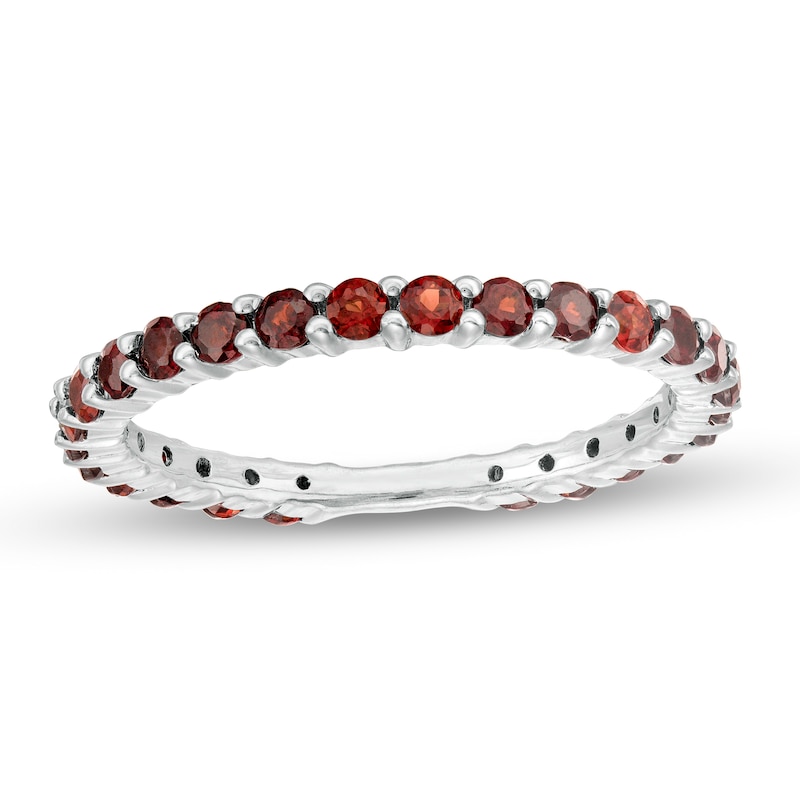 Main Image 1 of Garnet Eternity Band in Sterling Silver