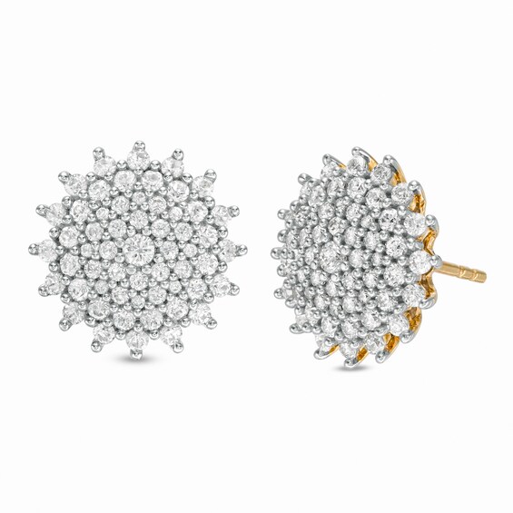 1 CT. T.w. Composite Diamond Sunburst Stud Earrings in 10K White Gold