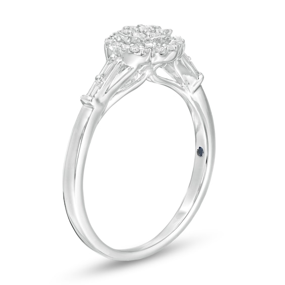 Cherished Promise Collectionâ¢ 1/5 CT. T.w. Composite Diamond Flower Frame Promise Ring in 10K White Gold