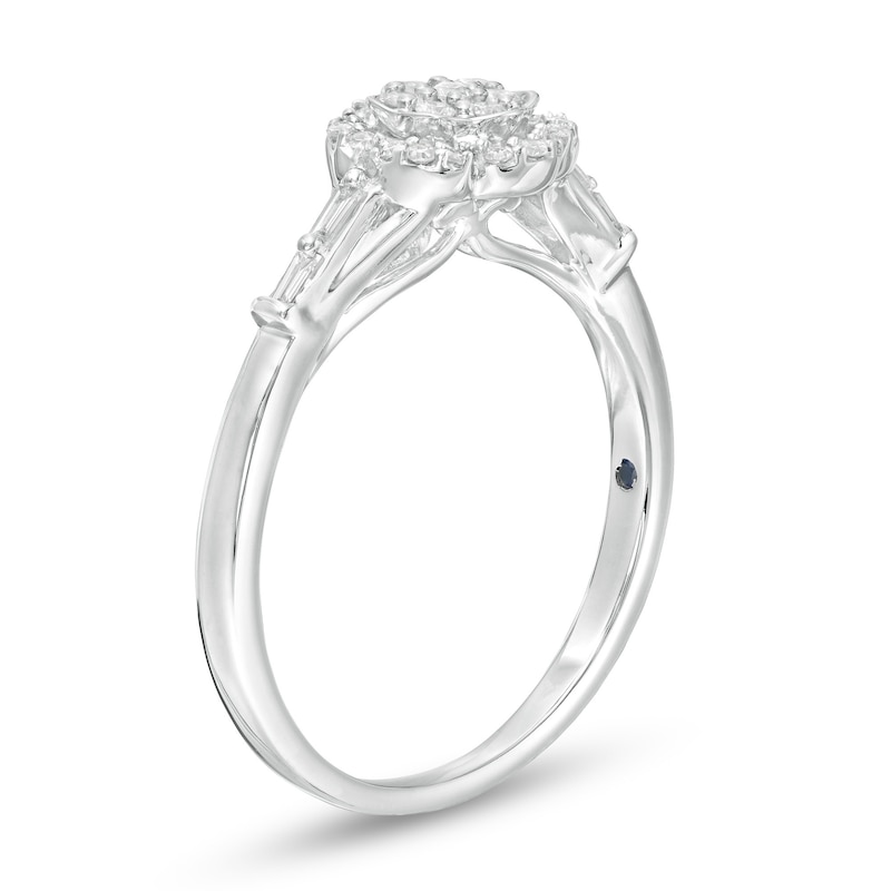 Main Image 3 of Cherished Promise Collection™ 1/5 CT. T.W. Composite Diamond Flower Frame Promise Ring in 10K White Gold