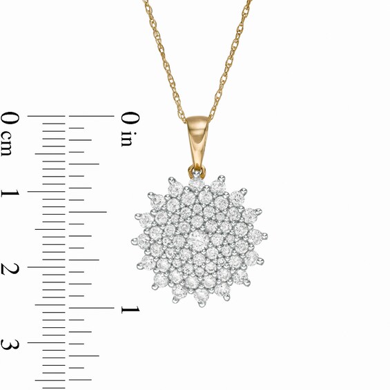 1 CT. T.w. Composite Diamond Sunburst Pendant in 10K White Gold