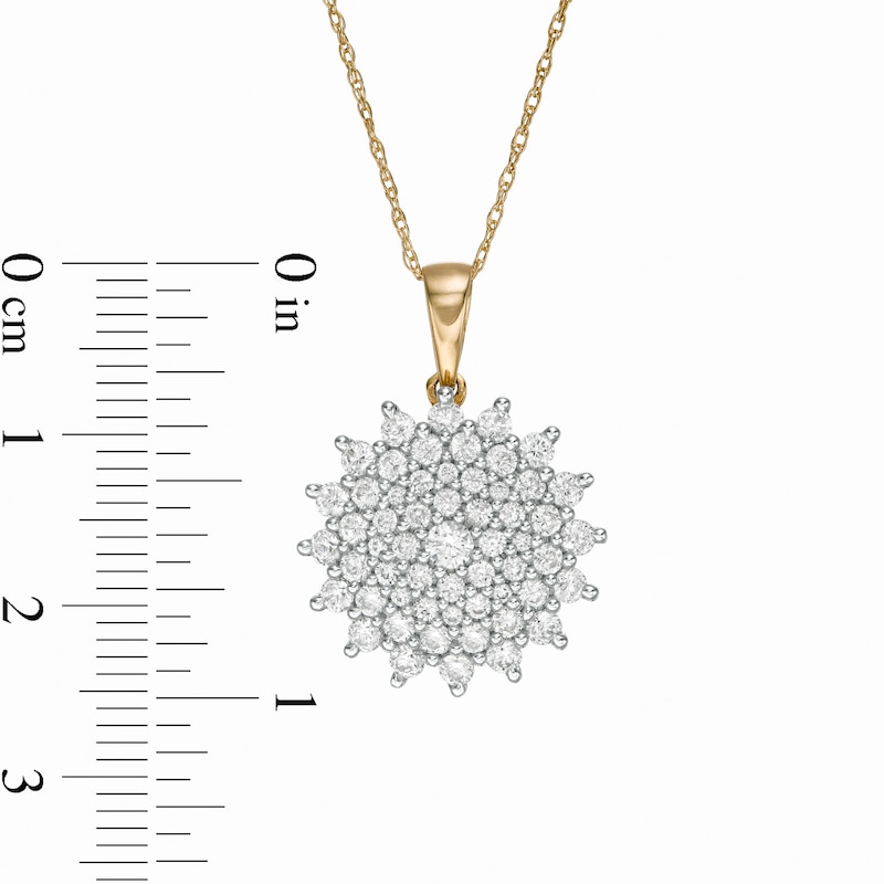 Main Image 3 of 1 CT. T.W. Composite Diamond Sunburst Pendant in 10K White Gold