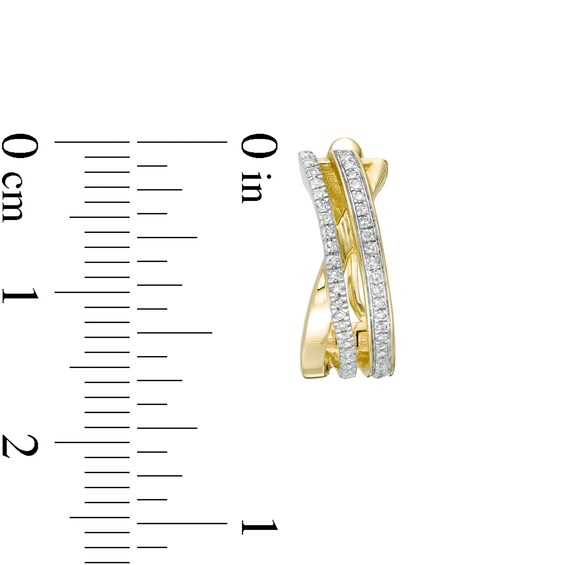 1/5 CT. T.w. Diamond Crossover Hoop Earrings in 10K Gold