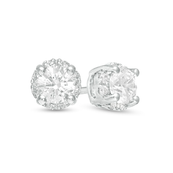 1/2 CT. T.w. Diamond Frame Stud Earrings in 10K White Gold