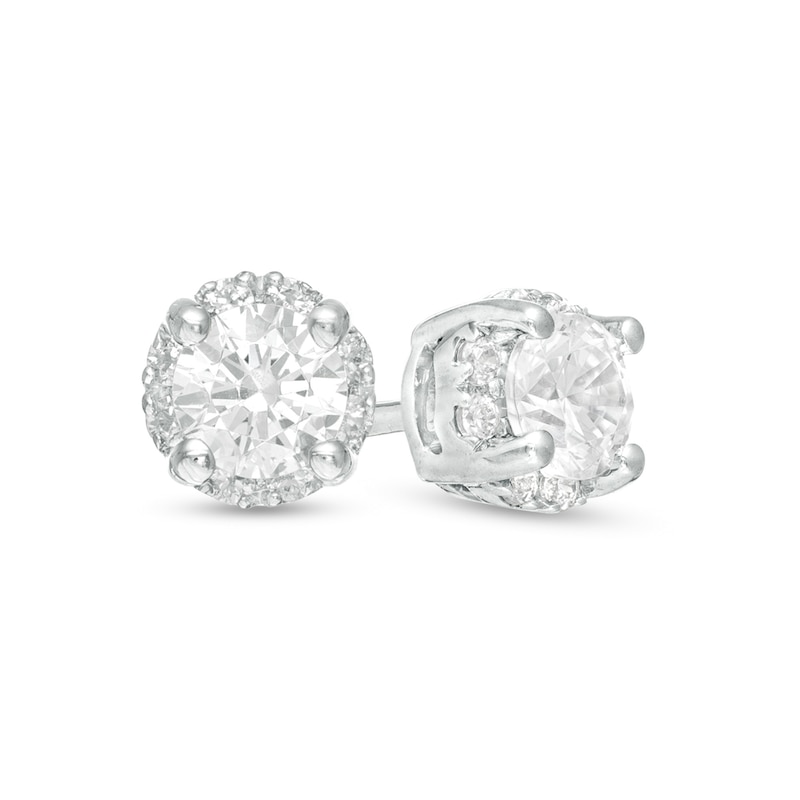 Main Image 1 of 1/2 CT. T.W. Diamond Frame Stud Earrings in 10K White Gold