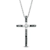 Thumbnail Image 1 of 1/5 CT. T.W. Enhanced Black and White Diamond Cross Pendant in Sterling Silver