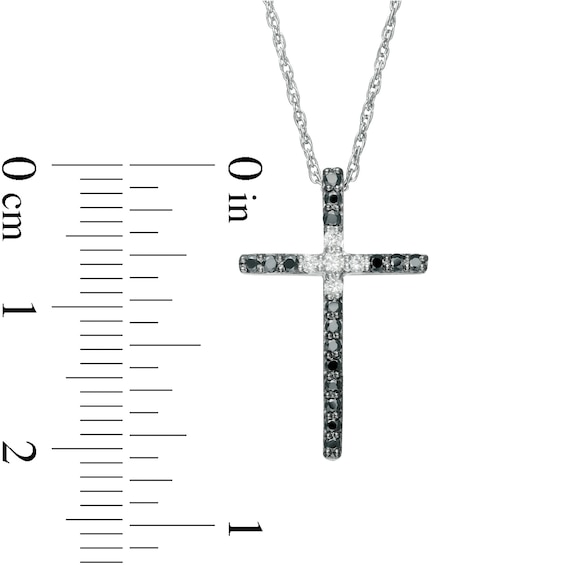 1/5 CT. T.w. Enhanced Black and White Diamond Cross Pendant in Sterling Silver