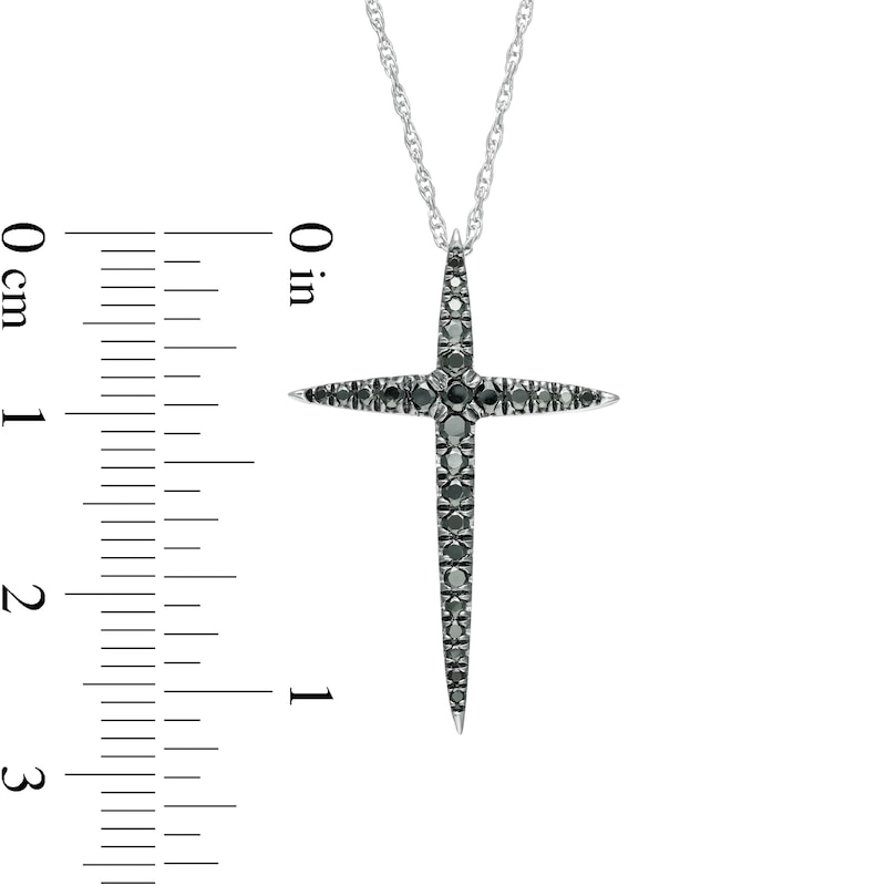 Main Image 3 of 1/3 CT. T.W. Black Diamond Cross Pendant in Sterling Silver
