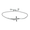 Thumbnail Image 1 of 1/6 CT. T.W. Enhanced Black and White Diamond Ribbon Cross Bolo Bracelet in Sterling Silver - 9.5"