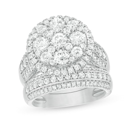 2-1/2 CT. T.W. Composite Diamond Frame Multi-Row Bridal Set in 10K White Gold