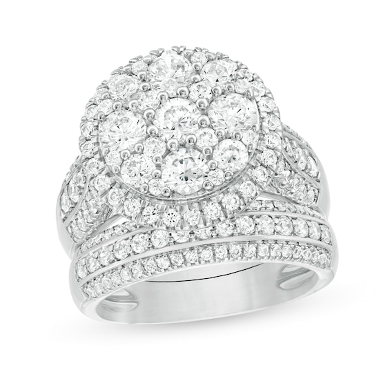 2-1/2 CT. T.w. Composite Diamond Frame Multi-Row Bridal Set in 10K White Gold