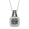 Thumbnail Image 1 of 1/3 CT. T.W. Enhanced Black and White Diamond Cushion Frame Vintage-Style Pendant in Sterling Silver