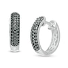 Thumbnail Image 1 of 3/8 CT. T.W. Black Diamond Hoop Earrings in Sterling Silver