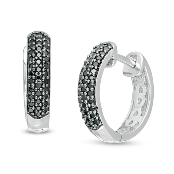 3/8 CT. T.w. Black Diamond Hoop Earrings in Sterling Silver