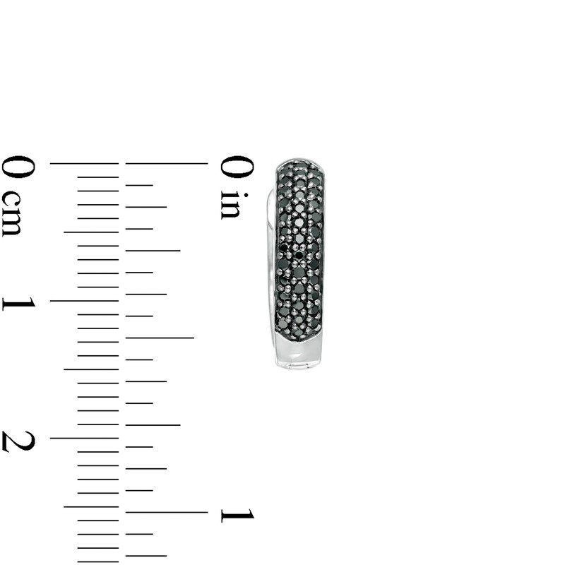 Main Image 2 of 3/8 CT. T.W. Black Diamond Hoop Earrings in Sterling Silver
