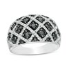 Thumbnail Image 1 of 1 CT. T.W. Enhanced Black and White Diamond Domed Ring in Sterling Silver
