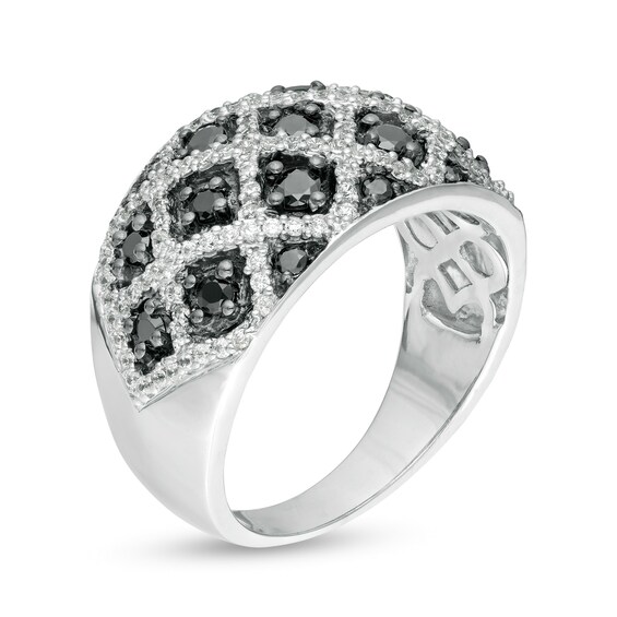 1 CT. T.w. Enhanced Black and White Diamond Domed Ring in Sterling Silver