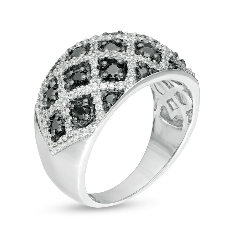 1 CT. T.W. Enhanced Black and White Diamond Domed Ring in Sterling Silver