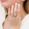 Thumbnail Image 2 of 1/2 CT. T.W. Enhanced Black and White Diamond Cushion Frame Vintage-Style Ring in Sterling Silver